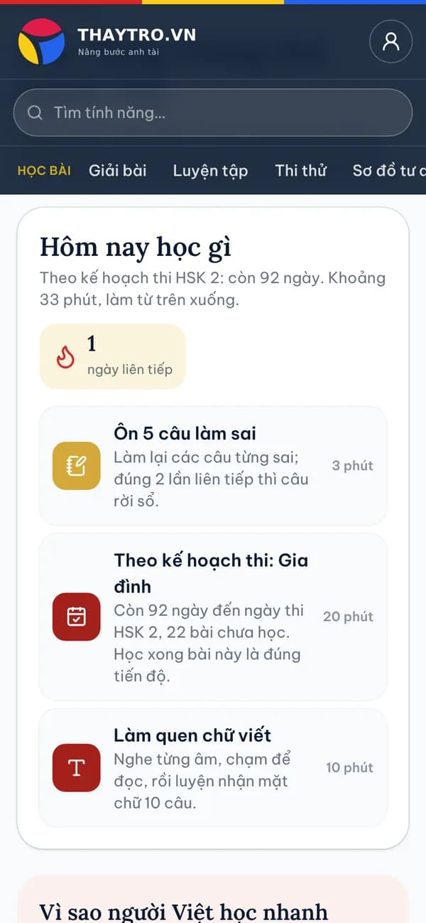 Tiếng Trung: Hôm nay học gì: việc trong ngày theo lịch thi và tiến độ thật, chuỗi ngày học liên tiếp, lịch ôn