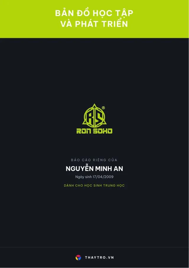 Bìa cuốn báo cáo RON SOHO cho Học sinh & Sinh viên