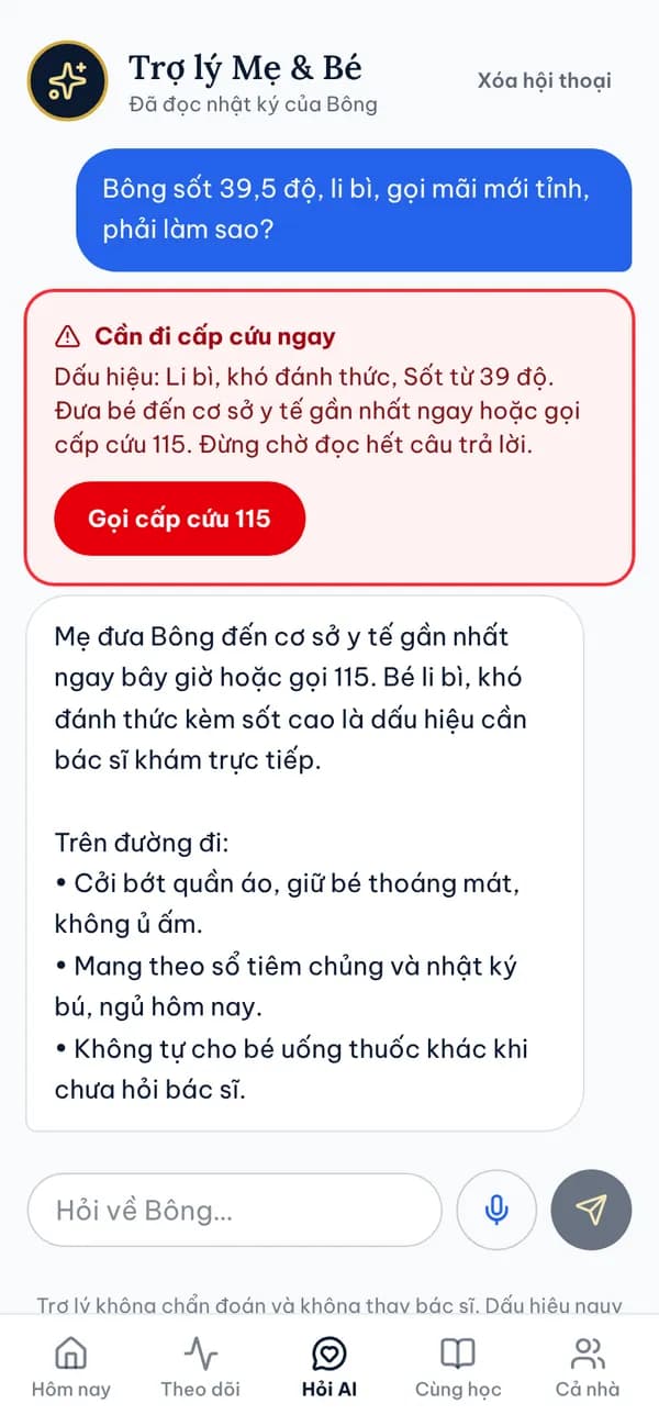 Màn hình Lưới an toàn: nhận ra dấu hiệu nguy hiểm trong Sổ Mẹ & Bé